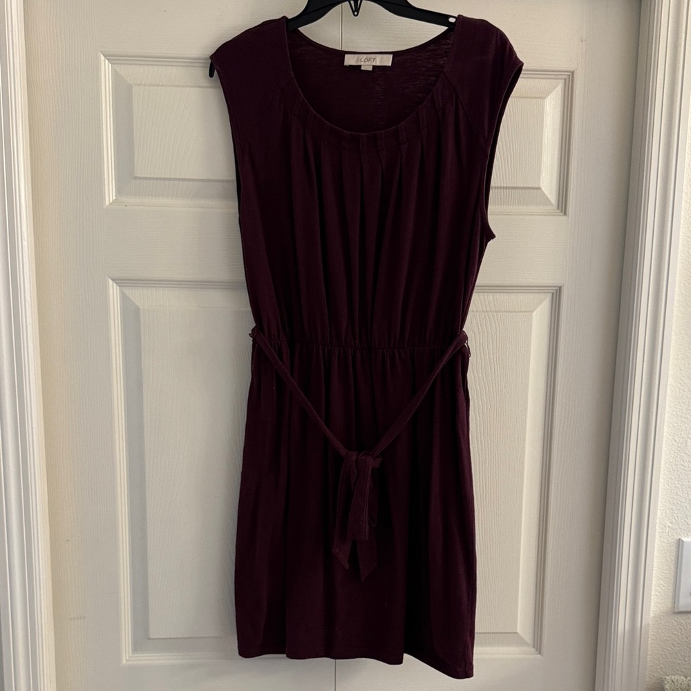 LOFT Burgundy Mini Dress M Medium